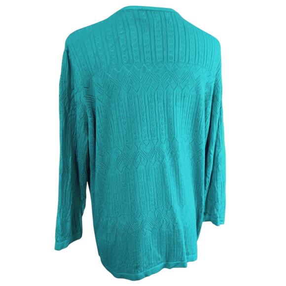ALFRED DUNNER Sweater Cardigan Cami XL Attached Twinset Turquoise Teal Knitted - Picture 11 of 11